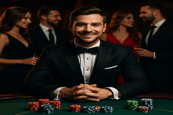 নিয়ন আলোতে আলোকিত আধুনিক ক্যাসিনোর পরিবেশে মার্জিত ও স্টাইলিশ প্রদর্শনী