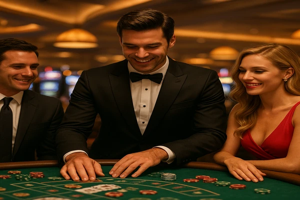 বহুমুখী রঙের স্লট মেশিন এবং আলোর ধারায় ভরা খেলার পরিবেশ